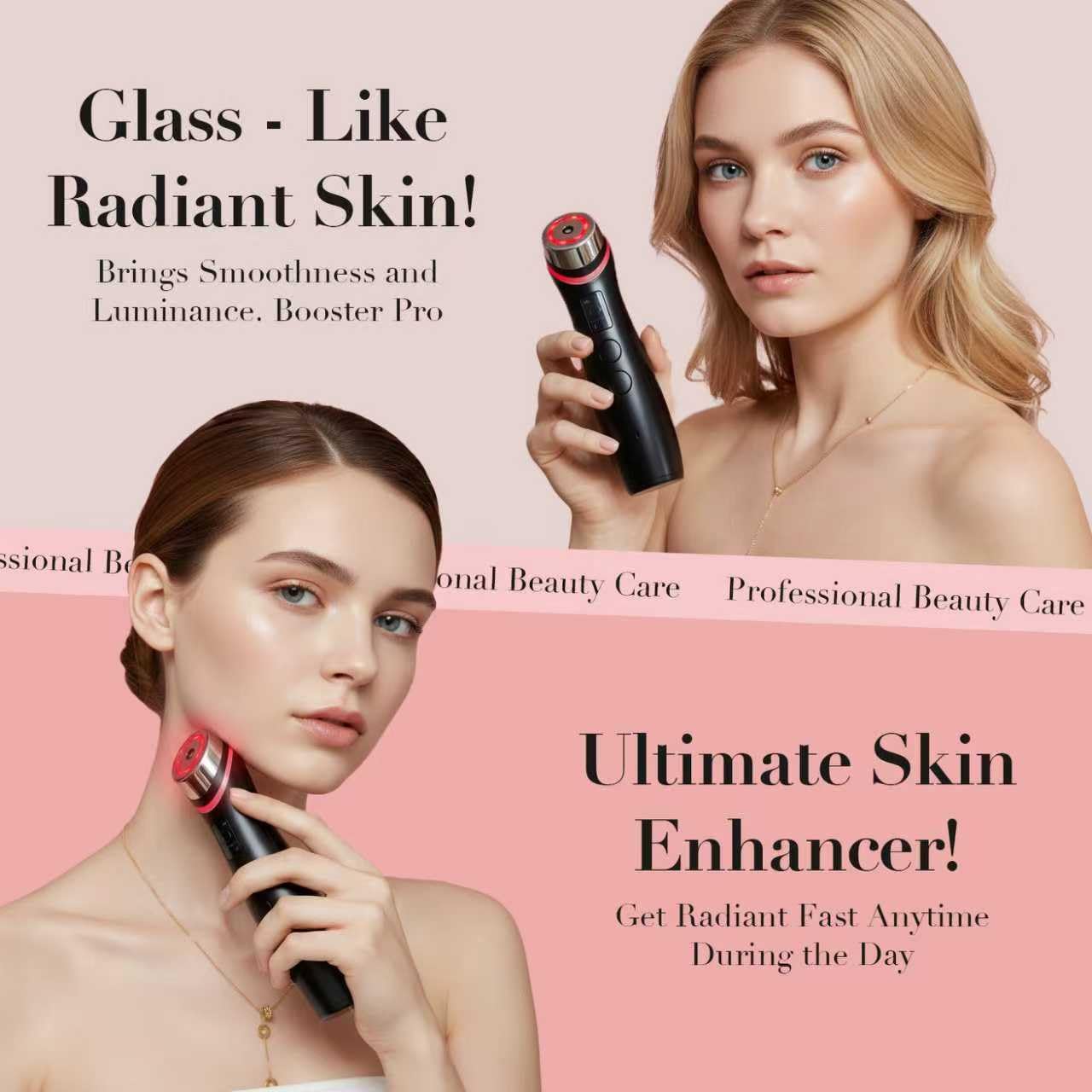 Skin Care 6-in-1 LED Facial Device for Glass Skin | At-Home Anti-Aging Therapy for Wrinkle Reduction, Firming & Deep Hydration | No Gel Needed, Enhances Serum Absorption