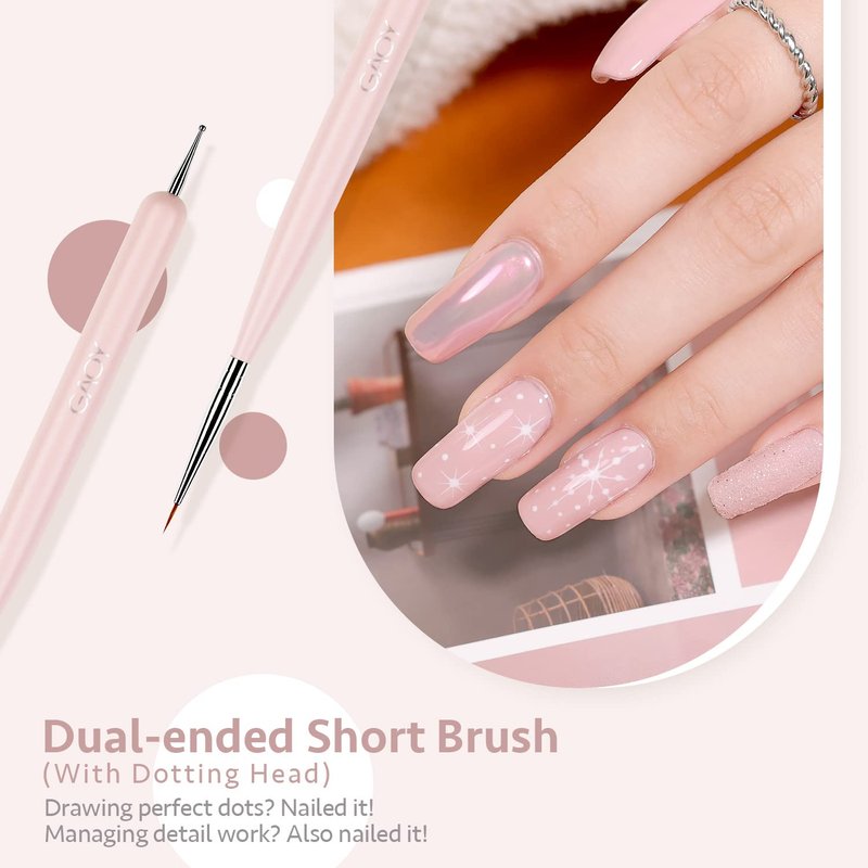 Nail Art Brushes Set - 8 Pcs Detail Painting Tools for French Liner & Dotting | Nail Design Essentials