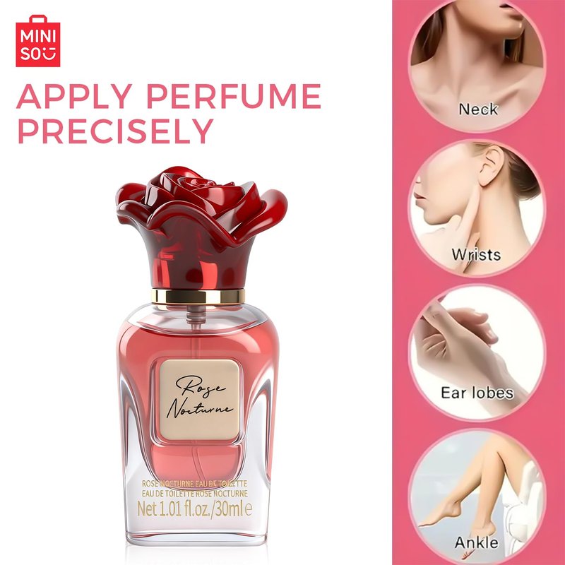 MINISO Rose Nocturne Perfume for Women – Floral & Warm Amber Scent, Elegant and Long-Lasting Eau de Toilette, 30 ml / 1.01 fl oz