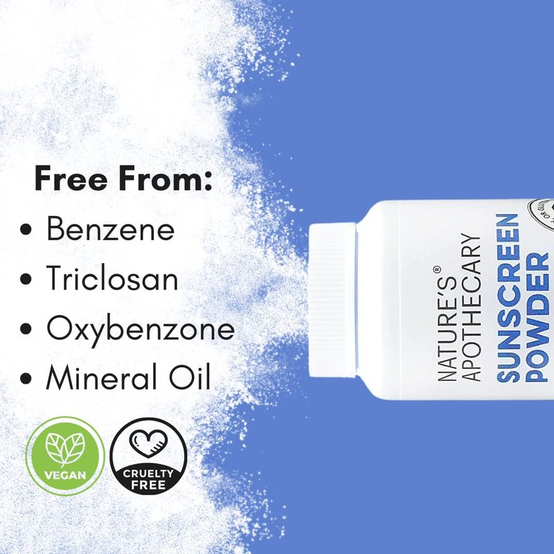Natural Zinc Oxide Sunscreen Powder SPF 30 - Water & Sweat Resistant, Reef Safe | Hypoallergenic, Biodegradable