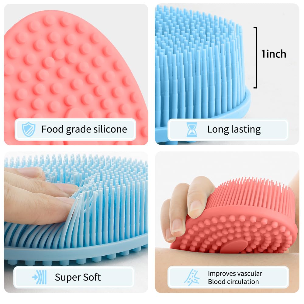 Soft Loofah Silicone Body Scrubbers - 6 Pack Exfoliating Shower Scrubbers for Men & Women