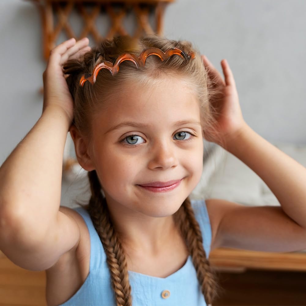Versatile Styling Headbands for Women and Girls, U Shape Fashion Tooth Hair Comb Headband, High Cranium Head Bands with Teeth, Hair Accessories Reversible Korean Headbands (Amber & Black, One Size)