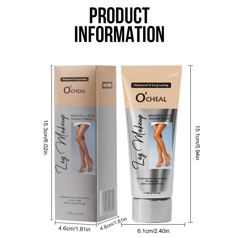 O’CHEAL Waterproof Leg Makeup Cream, No Transfer Tattoo Cover Up&Scar Concealer, Long Lasting Body Foundation for Flawless Skin, Leg Varicose Vein Cover Up, Suitable All Skin Tones (Dark Brown)
