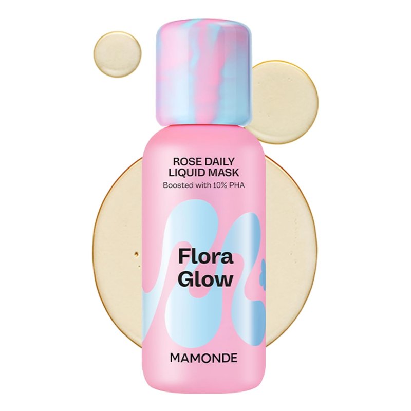 Flora Glow Rose Daily Liquid Mask - Hydrating & Exfoliating Korean Leave-On Face Mask with Hyaluronic Acid & Peptides | All Skin Types