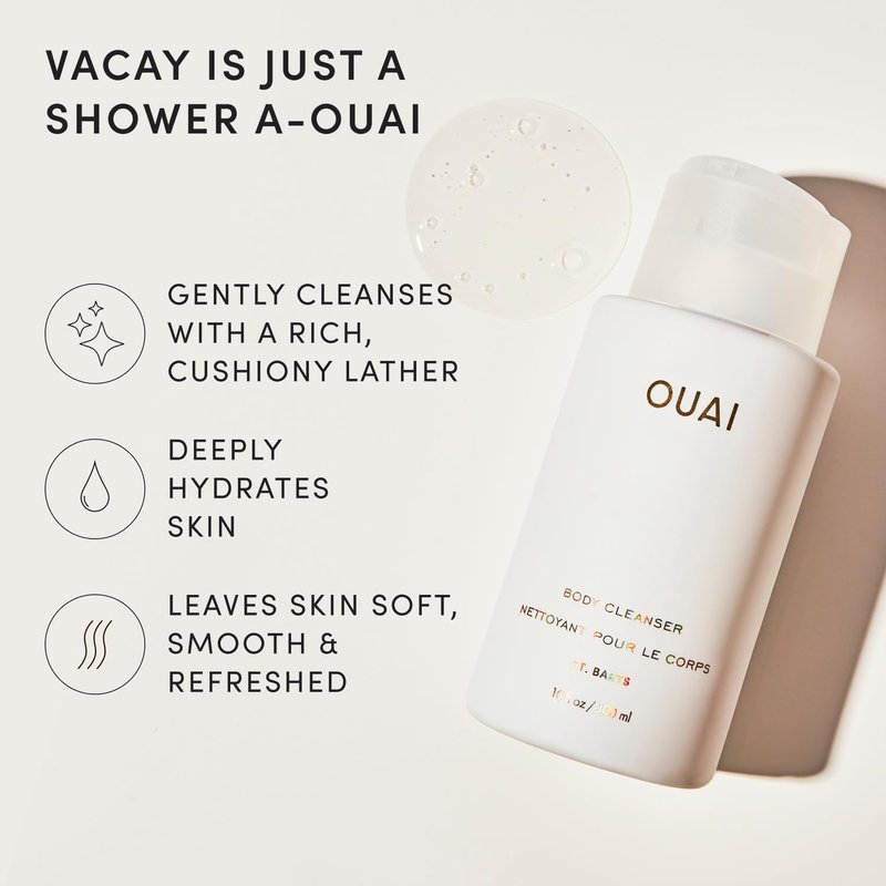 OUAI Body Cleanser - Hydrating Foaming Body Wash with Jojoba & Rosehip Oil | 10 Fl Oz, Paraben-Free