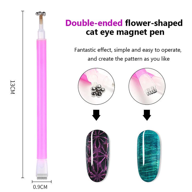HYWWPFLAY 9Pcs Cat Eye Nail Magnet Tools Cat Eye Nail Polish Magnet Stick 3d Cat Eye Gel Nail Polish Magnetic Wood Multifunctional Strong Magnet for Nails Salon or DIY Nail Art Accessories