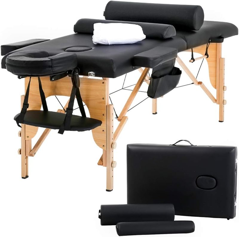 BestMassage Portable Massage Table - 24 Inch Wide, Height Adjustable, Includes Towel Hanger & Bolsters