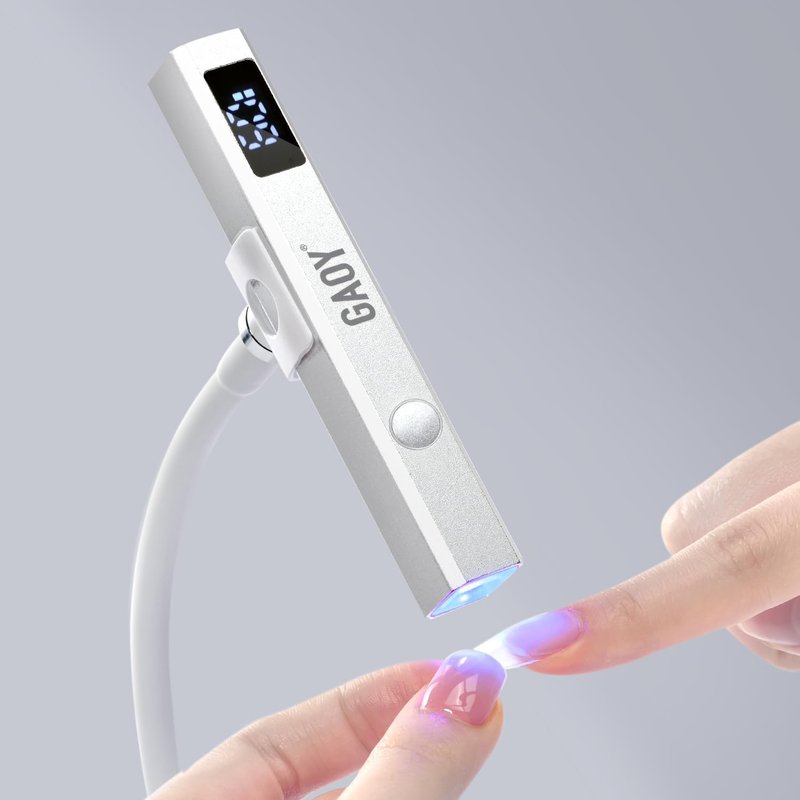 Cordless Nail Lamp - Mini Handheld UV Light with LCD Display | Rechargeable USB Nail Dryer for Fast Curing - Silver