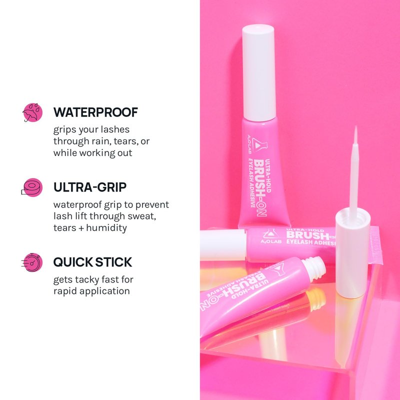 A2O Lab Ultra-Hold Brush-On Eyelash Adhesive, Clear, Waterproof, Latex-Free (1)
