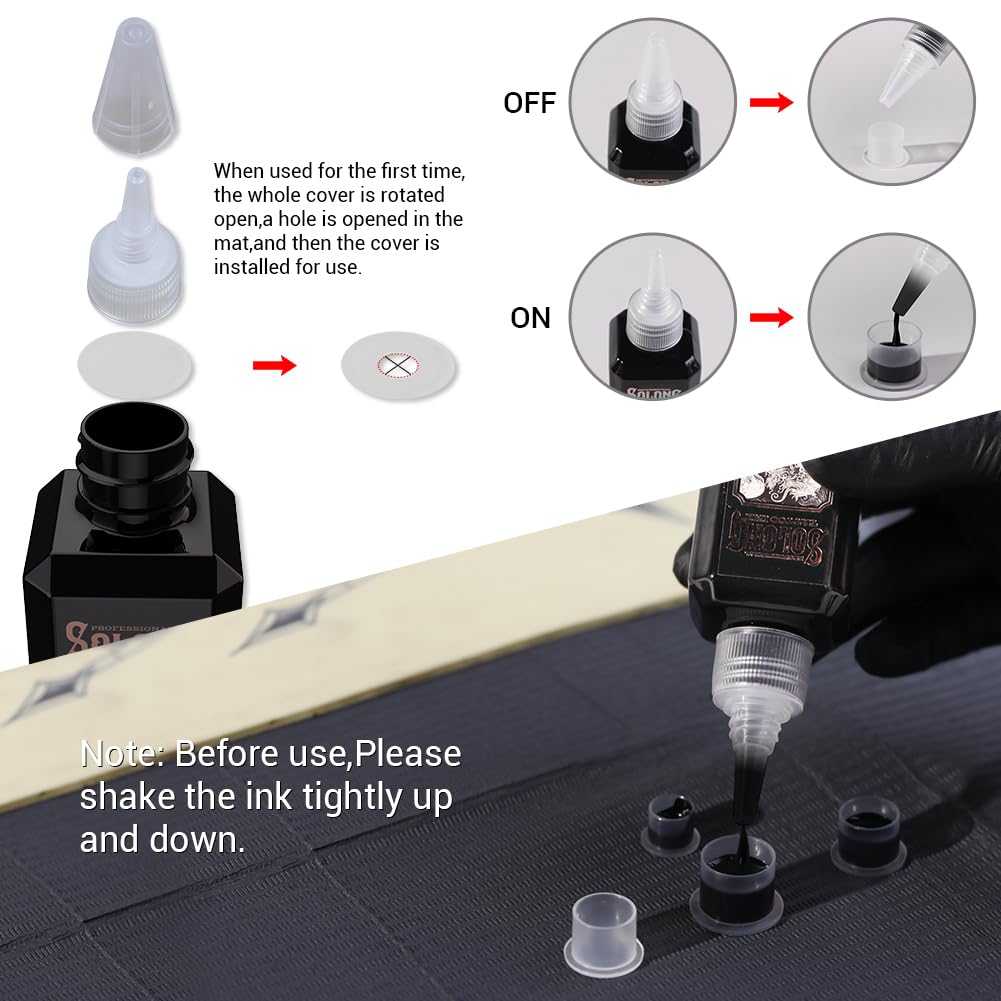 Tattoo Ink,Solong S Series 3.4oz(100ml) Professional Black Tattoo Ink for Outlining,Shading and Blending-Premium Black Tattoo Supplies,TI303S-100-031