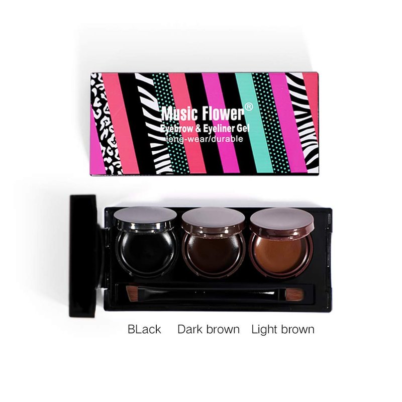 **3 in 1 Eyebrow Gel & Eyeliner - Waterproof, Smudge-Proof, Long Wear | Black & Brown with Brush**
