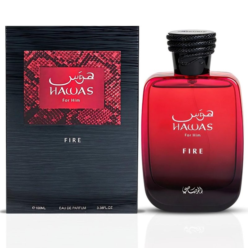 Rasasi Hawas Fire Eau De Parfum Spray - Bold Arabian Perfume for Men | 100ML (3.4 Oz) - Captures Masculine Elegance