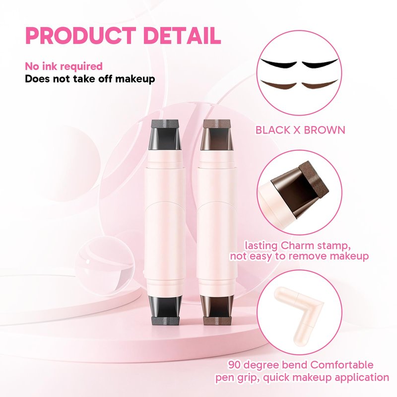 Hubaltuye 2PCS Rotating Eyeliner Stamp Pen, With 100 Dual-Ended Cotton Swabs, Waterproof, Smudge-Proof Wing Eyeliner Stamp, Easy to Create Exquisite Makeup, Ideal For Beginners & Daily Use