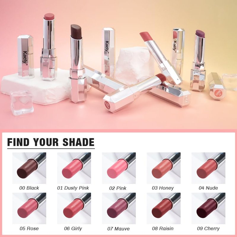 Kaely Mauve Honey Lipstick Tinted Lip Balm, Hydrating Shine Lipstick for Women Dry Lips, Moisturizing Nourishing Glossy Lip Gloss Stain Makeup, Sheer Lightweight, Vegan & Cruelty-Free, 07