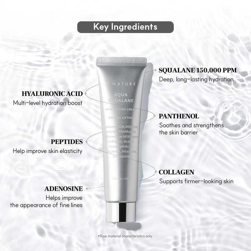 S.NATURE Pore Refining Moisturizer for Dry & Sensitive Skin – Squalane Hydrating Face Cream, Tightening & Smoothing Pores, Lightweight Korean Skincare, 2.02 fl oz