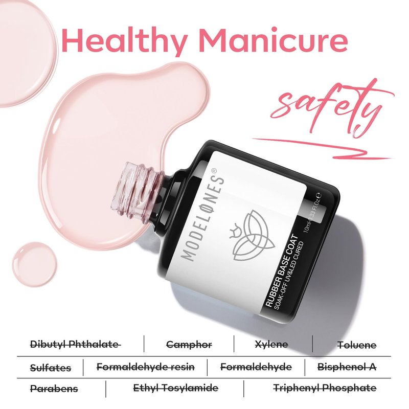 modelones Builder Rubber Base Gel for Nails, Milky Pink Light Baby Color 6 in One Nude Base Coat Strengthen Apex Building Extension Long Last Protect Soak Off Manicure for Fragile Nail Art DIY Home