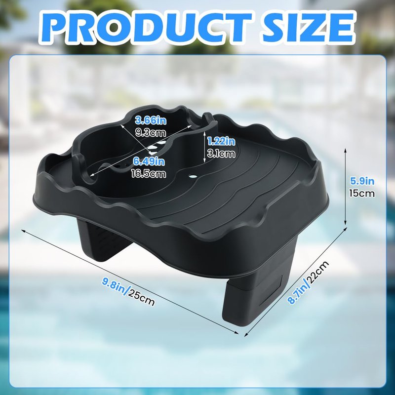 Hot Tub Table Tray,Foldable Hot Tub Side Table,No nslip Drink Caddy with 2 Cup Holders and Drain Holes,Keep Snacks-Drinks Handy and Dry,for Inflatable Spa/Pool/Bathtub