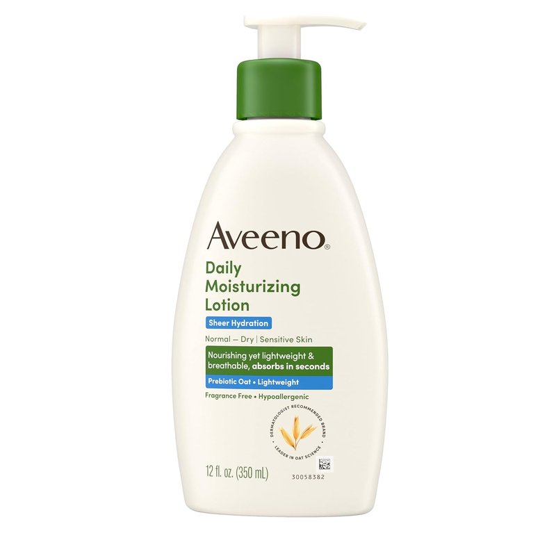 Aveeno Daily Moisturizing Lotion - Fragrance-Free Hydration with Prebiotic Oat for Dry Skin | Lightweight, 12 fl. oz