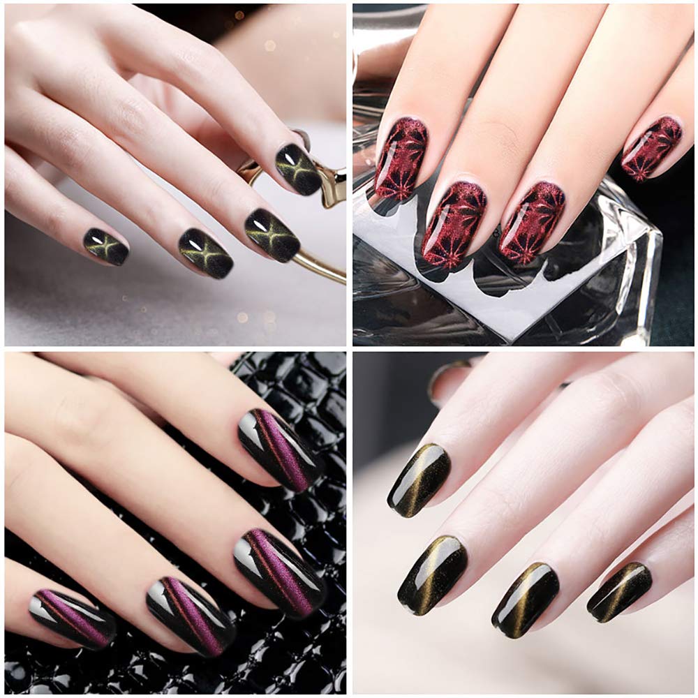 WOKOTO 6Pcs 3d Cat Eyes Magnet Magnetic UV Gel Nail Polish Magnet Pens Set Flower Ombre Design Double Head Magnet Stick Manicure DIY Tools Nail Magnet For Cat Eye Designs Wands