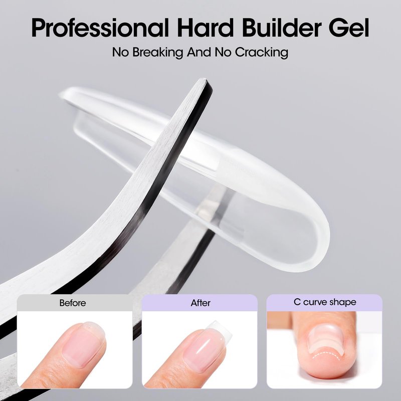 GELLEN Clear Builder Gel for Nails, 30g Hard Gel Nail Extension with 20 Pcs Forms, UV/LED Long Lasting Natural Nails Strengthening Thickening Overlays Apex Professional Nail Art Supplies