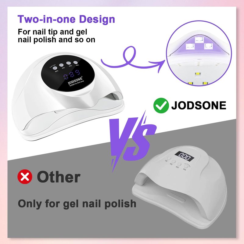 JODSONE U V LED Nail Lamp,2-in-1 Design for Nail Tip and Gel Nails Polish Fast Curing with 4 Timer Smart Sensor