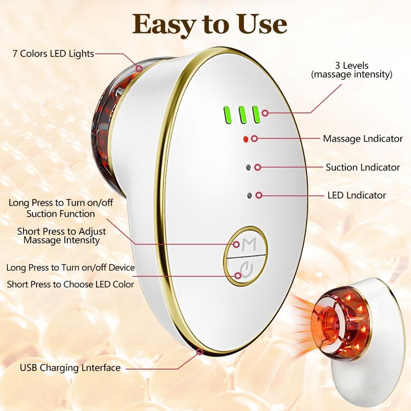Facial Cupping Set for Face, 3 in 1 Microcurrent Facial Device, 7 Color LED Lymphatic Drainage Massager for Face Skin Tightening & Depuffing, Double Chin Reducer