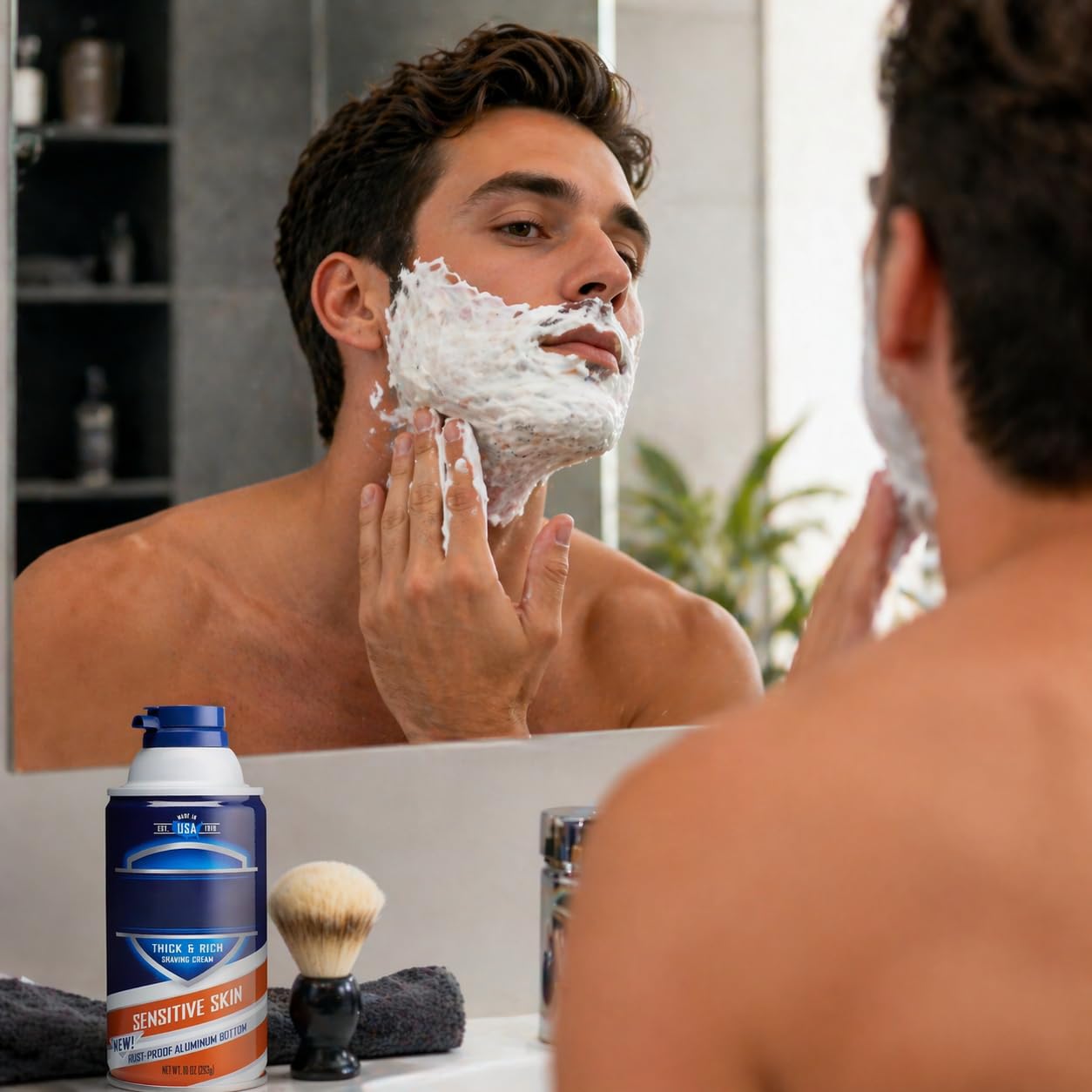 Sensitive Skin Thick & Rich Shaving Cream for Men, Smooth Glide Formula for Comfortable Shave, Helps Reduce Razor Drag, Easy Rinse, 10 oz