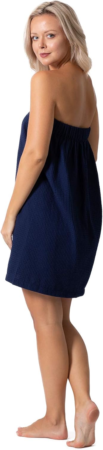 Turkish Linen Women's Waffle Spa Body Wrap - Adjustable Closure for Ultimate Comfort
