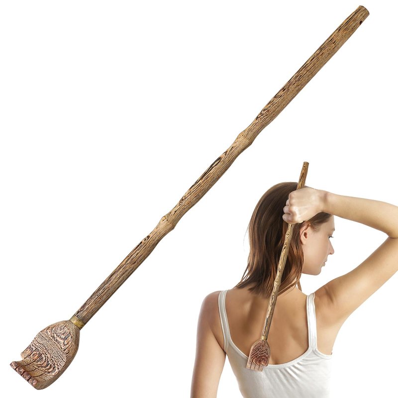 BESPORTBLE Wooden Back Scratcher with Long Handle, Hand-Shaped Design for Seniors and Men, 17-inch Traditional Back Scratcher to Relieve Itchiness
