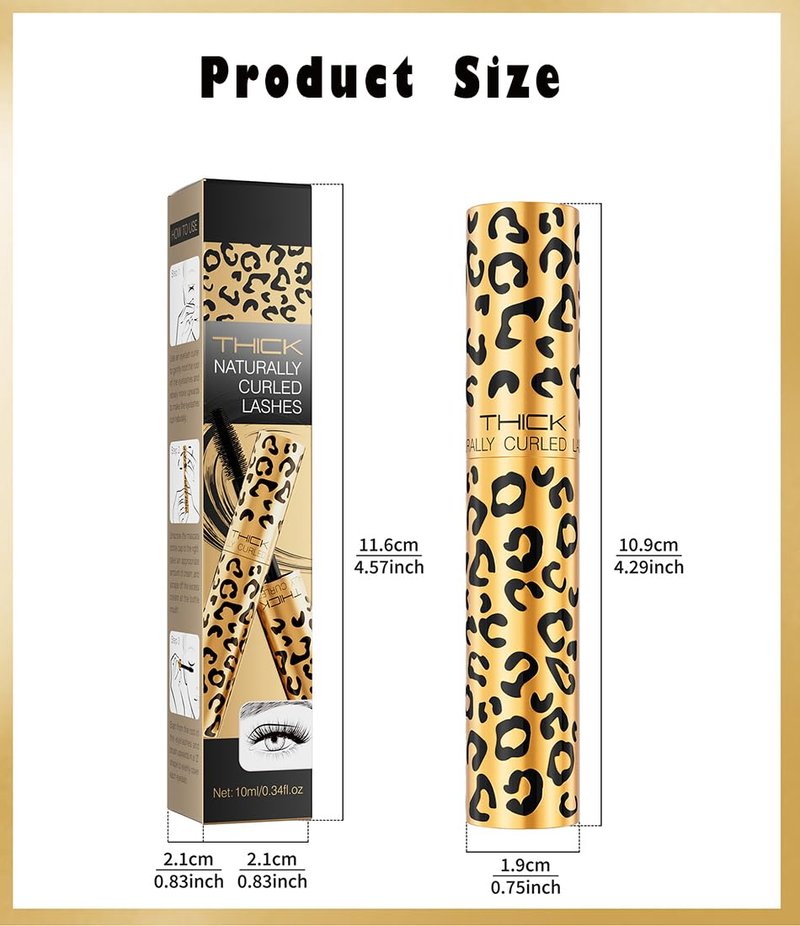 Mascara for Older Women with Thin Lashes, Leopard Print Packaging Instant Eyelash Volumizing and Thickening, Bold Volume Black