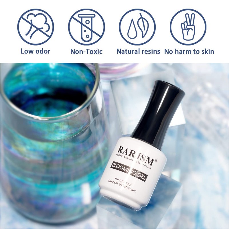 Blooming Gel Nail Polish - Clear 15ML UV LED Soak Off for Artistic Watercolor Nail Designs