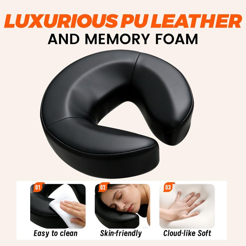 ErgoHolder Massage Headrest for Bed, Adjustable Home Use Massage Face Cradle, Portable Massage Table Kit for Sleeping Mattress, Face Down Pillow After Eye Surgery with Storage Bag & Disposable Covers