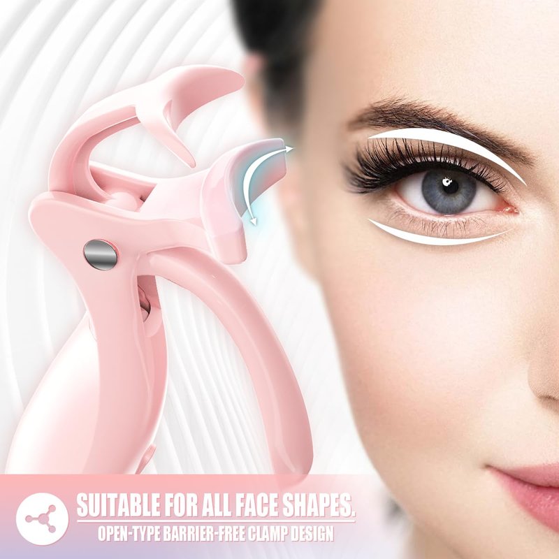 Pinkiou Heated Eyelash Curler - Fast Heating, USB-C Rechargeable, Color-Changing Silicone Pad | 2 Temperature Settings