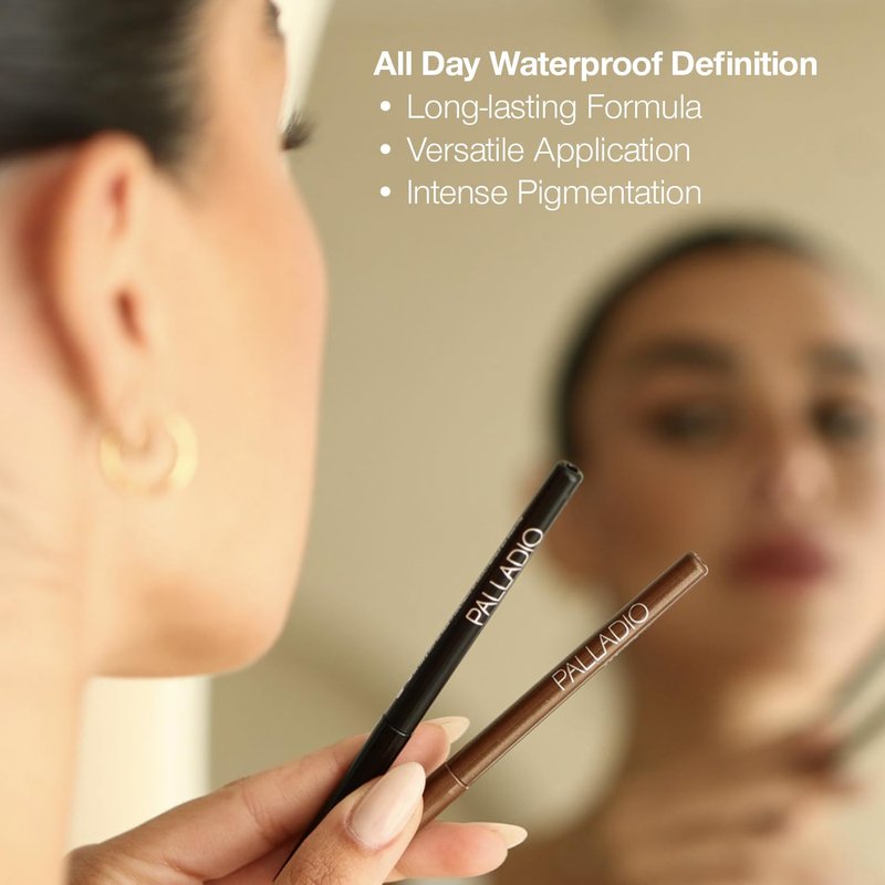 Palladio Retractable Waterproof Eyeliner - Richly Pigmented, Smudge-Proof, Long-Lasting | Black Brown