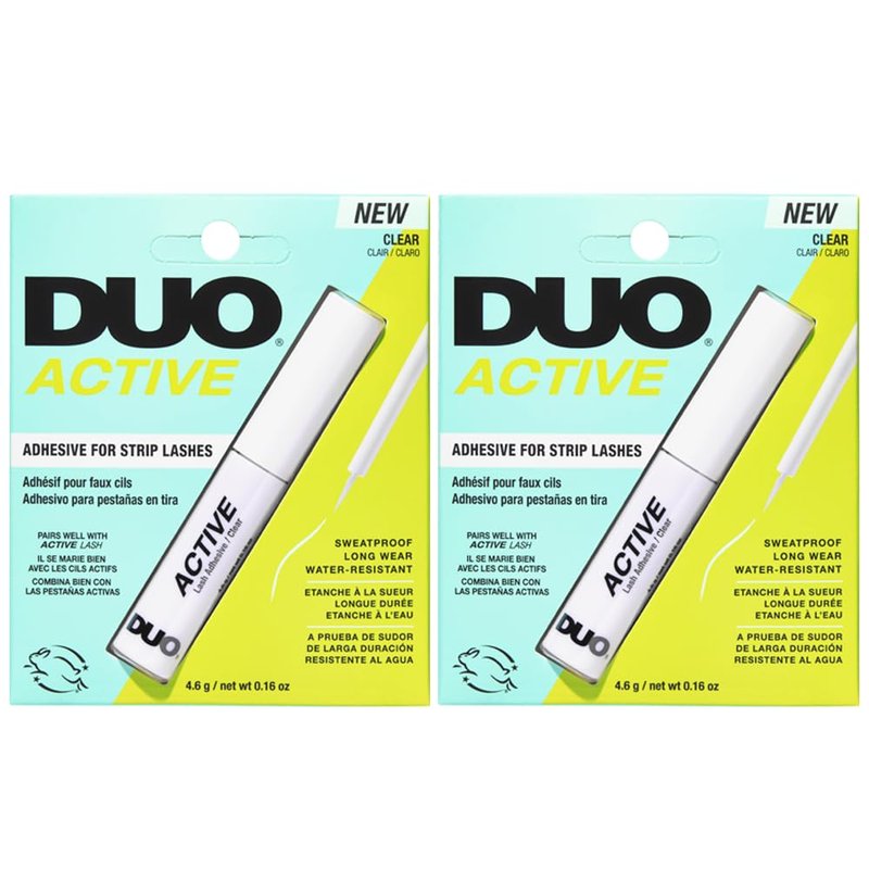 Active Clear Eyelash Glue - Water-Resistant & Long-Lasting Adhesive for Strip Lashes | 0.16 oz, 2 Pack