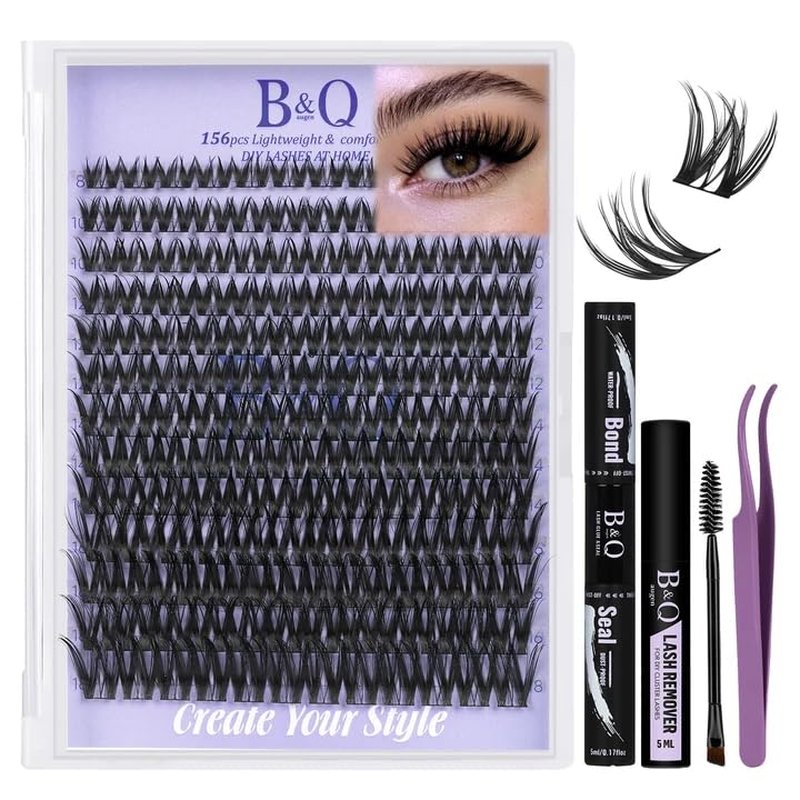 Flaunt Lash Clusters Kit - D-Curl Flora Eyelash Extensions | 8-18mm Wet Look Wispy Clusters for Medium Drama