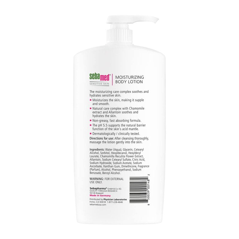 SEBAMED Moisturizing Body lotion pH 5.5 for Sensitive Skin Hypoallergenic Dermatologist Recommended Hydrating Moisturizer 33.8 Fluid Ounces (1 Liter)