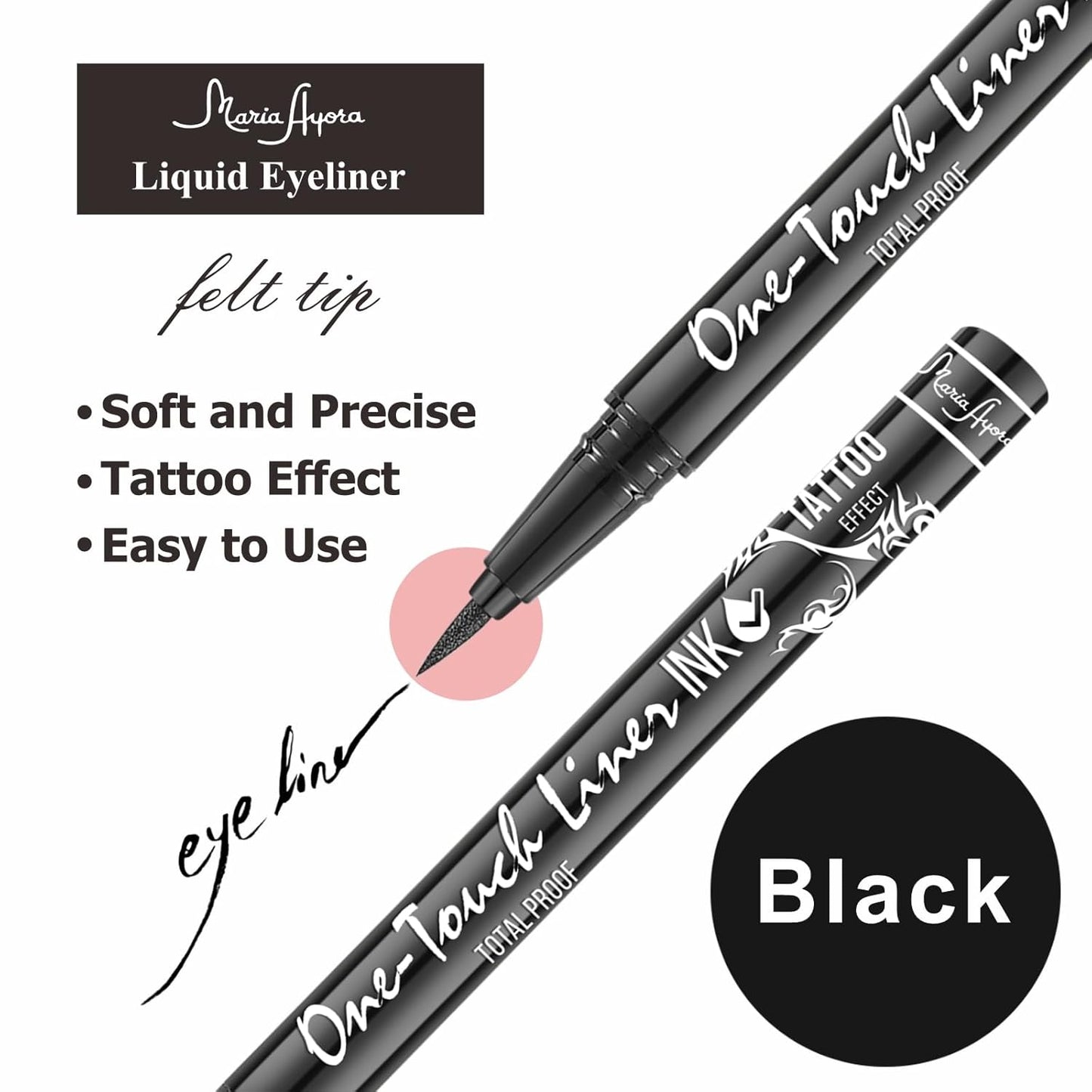 Vegan Hypoallergenic Liquid Eyeliner Pens - Triple Pack | Quick Dry, Waterproof, Smudgeproof, Classic Black