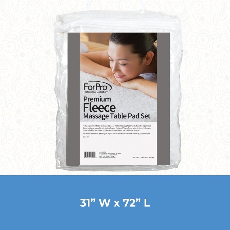 ForPro Premium Fleece Massage Pad Set - Extra Soft & Hypoallergenic | Includes Pad & Face Rest Cover, 31” W x 72” L