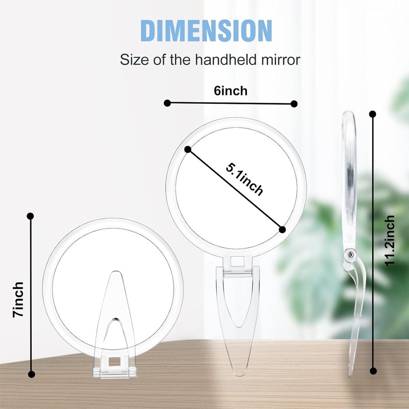 JMH Magnifying Handheld Mirror Double Sided, 1X 20X Magnification Hand Mirror, Travel Folding Held Adjustable Rotation Pedestal, Portable Small Makeup Mirror, 6 Inch
