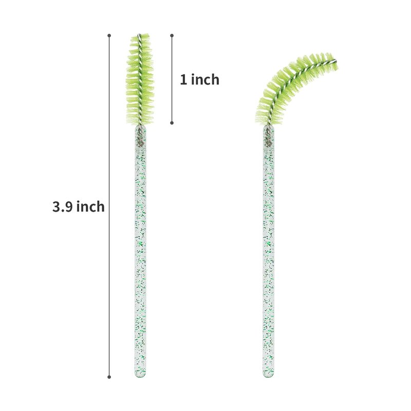 CHEFBEE 100PCS Disposable Eyelash Brush, Mascara Wands Makeup Brushes Applicators Kits for Eyelash Extensions and Eyebrow with Container (Green)