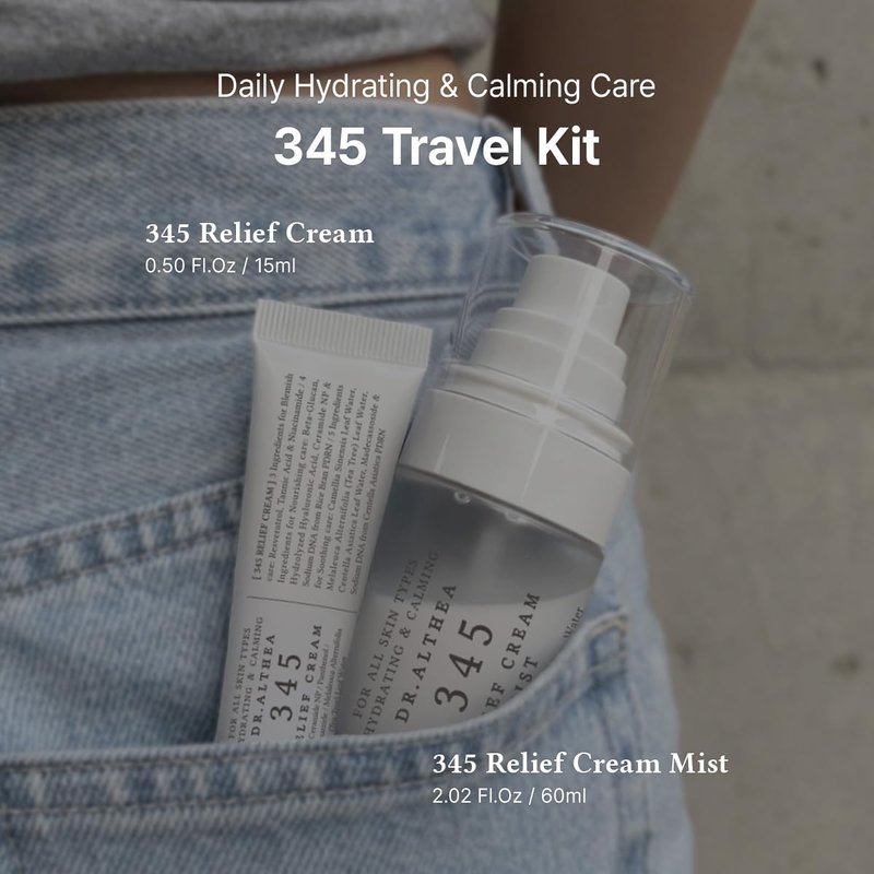 Dr.Althea 345 Travel Kit - Relief Cream (15ml) & Mist (60ml) | Korean Vegan Skin Care Set