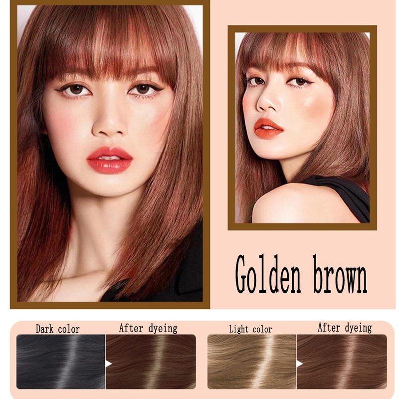 Light Golden Brown Hair Dye Shampoo - Permanent Gray Coverage for Men & Women | 3-in-1 Formula