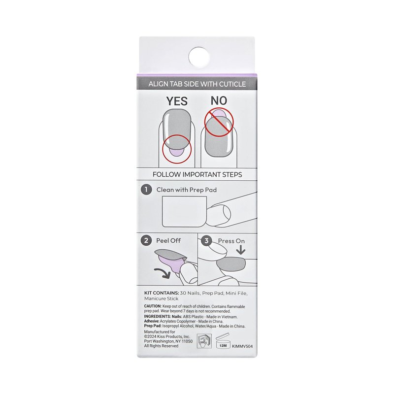 Kiss Impress No Glue Mani Press On Nails, Design, 'As It Was', Beige, Medium Size, Almond Shape, Includes 30 Nails, Prep Pad, Instructions Sheet, 1 Manicure Stick, 1 Mini File