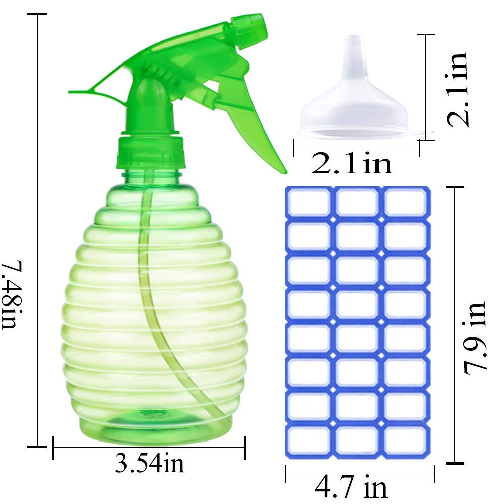 Skiennix Spray Bottles - 16 oz Mist/Stream - 3 Pack, Sturdy & Leak Proof, BPA Free, Ideal for Cleaning & Plants