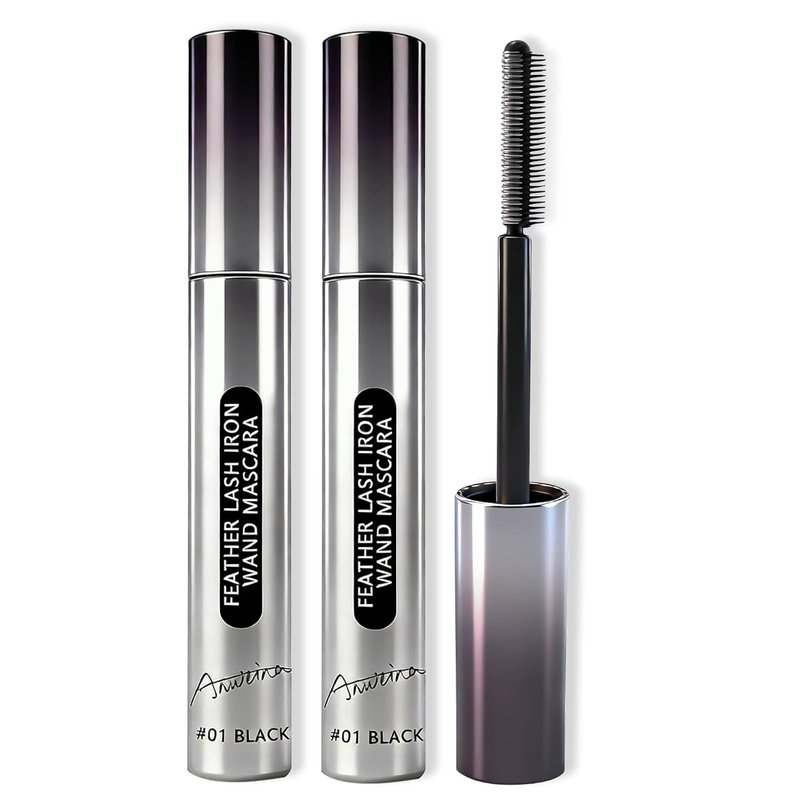 2PCS Iron Wand Mascara, Feather Lash Iron Mascara, Metal Mascara Wand, 3d Curling Eyelash, Added Fiber, Natural Length Slim Volume Building, Long-Lasting Smudge-Proof