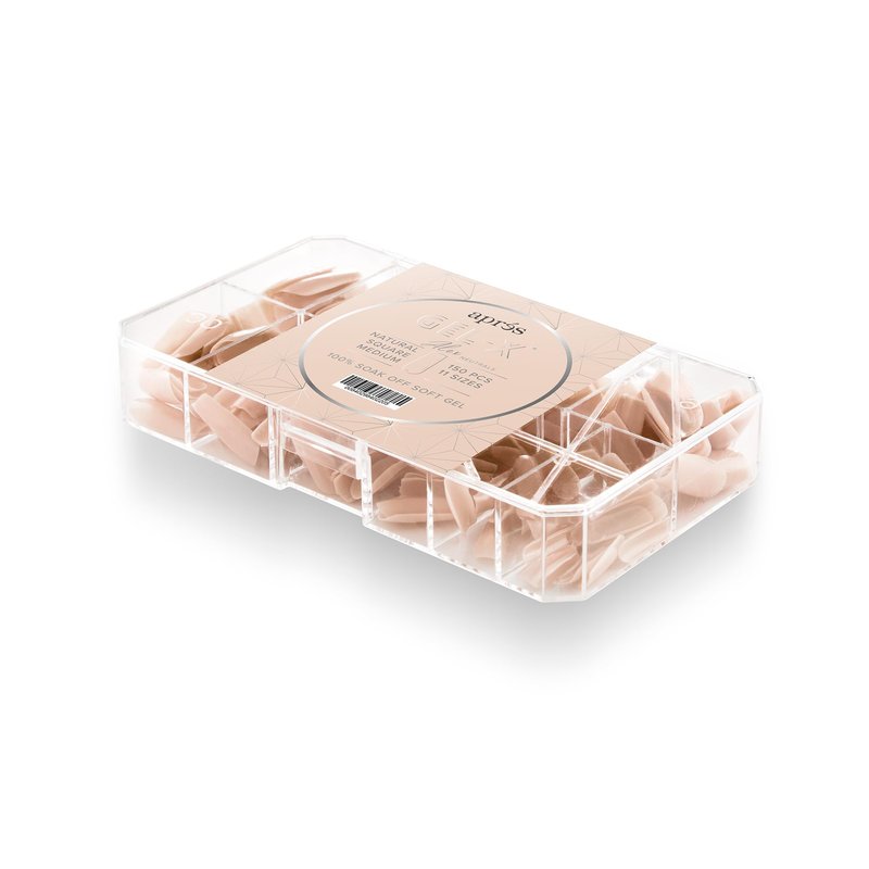 Aprés Neutrals Gel-X Alex Box Of Nail Tips, 11 Sizes 00-9, Soft Gel Nail Tip Box, Nail Extensions (150pcs) (Natural Square Medium, 150pcs)