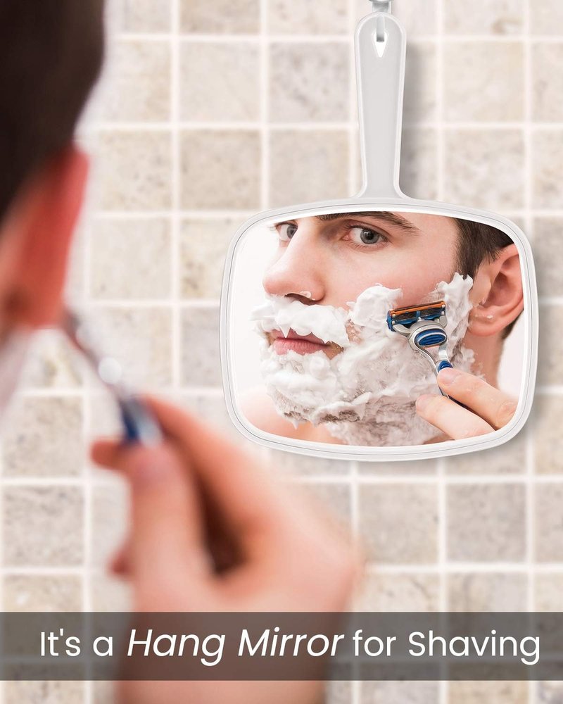 Gladmart Handheld Salon Mirror - Square Design with Handle | 7.4 x 10.3 Inches, Black & White - 2 Pack