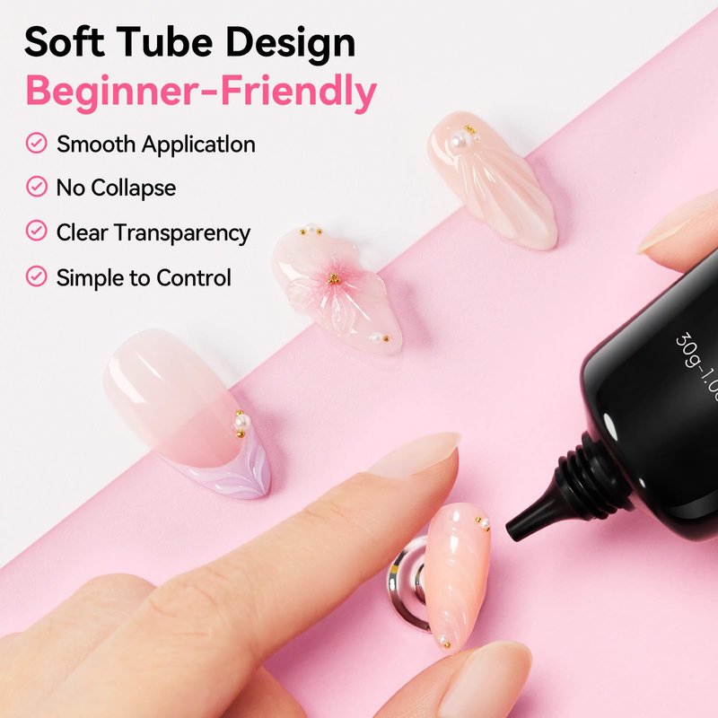 Makartt 3D Gel Nail Art - 30g Sculpting Gel Glue for Drawing, Molding, Sculpture, Gems & Decoration, Clear No-Wipe Gels Polish for DIY Nail Designs
