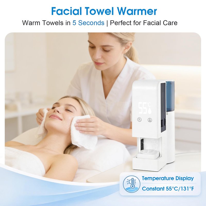 Hot Towel Dispenser,Upgraded Automatic Hot Face Towel Warmer Machine, 5s Instant Heat Facial Towel Warmer with 55°C (131°F) Voice Alert, Wall/Counter Use (100 Towels)